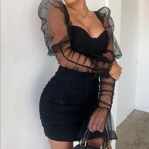 High fashion black mini dress